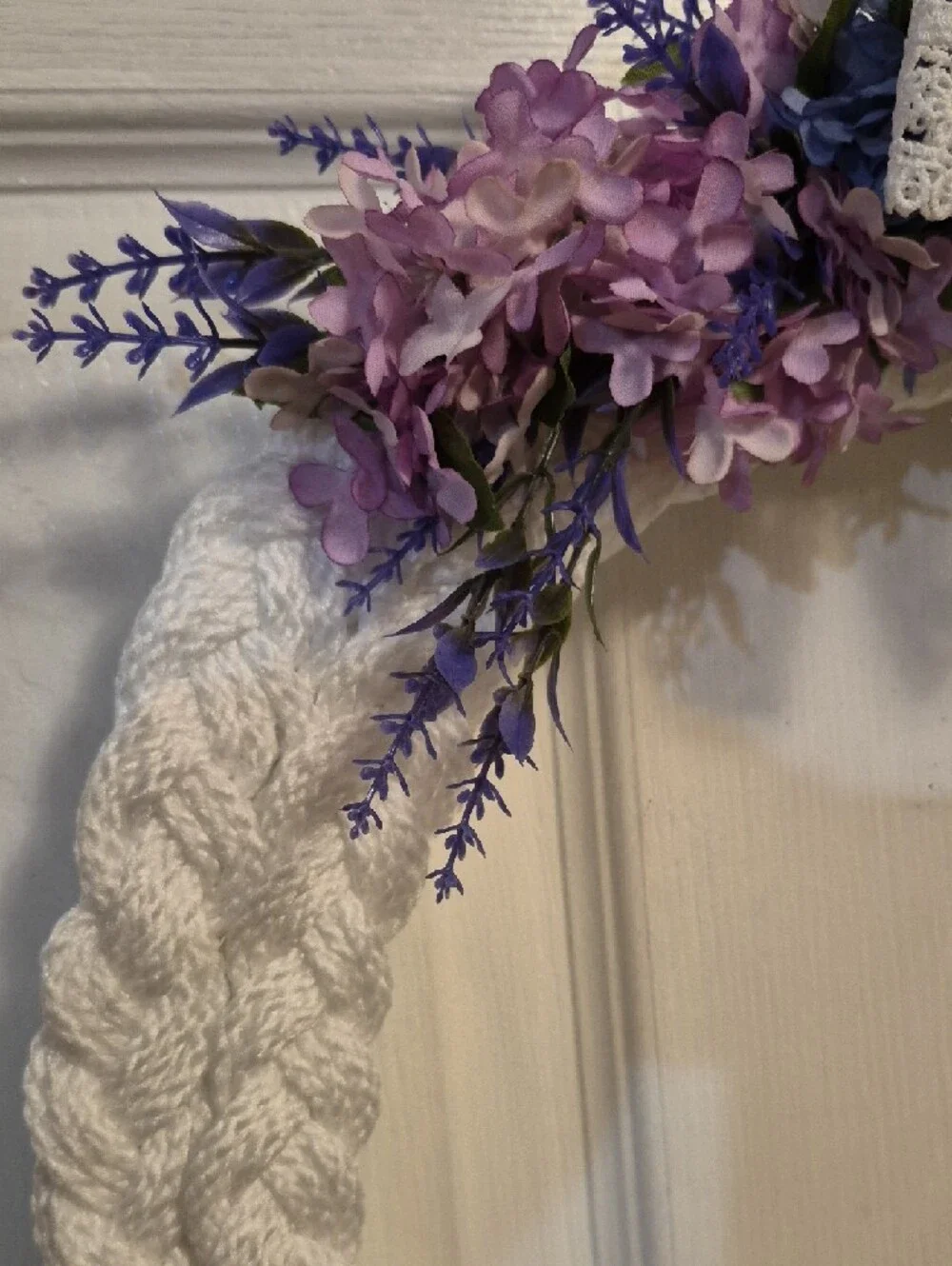 Wreath, Braided Rope Decor with Lavender Lilac Accents